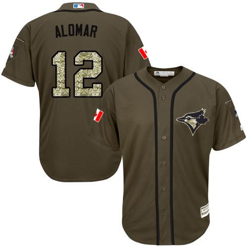 Blue Jays #12 Roberto Alomar Green Salute to Service Stitched MLB Jersey - Click Image to Close